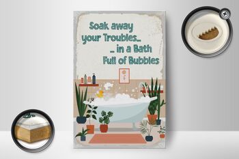 Panneau en bois disant Bad Soak away your Troubles Bath 12x18 cm 2