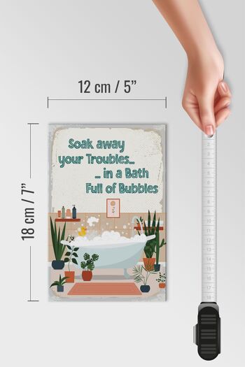 Panneau en bois disant Bad Soak away your Troubles Bath 12x18 cm 4