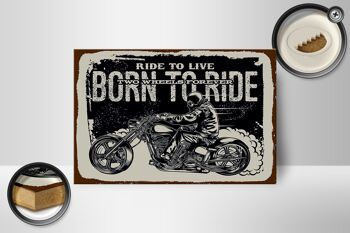 Panneau en bois disant Ride to live Born to ride 18x12 cm décoration 2
