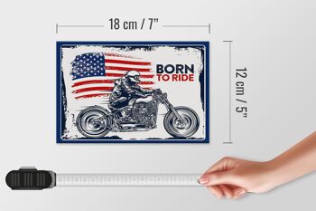 Panneau en bois disant Biker Born to Ride USA 18x12 cm Moto 4