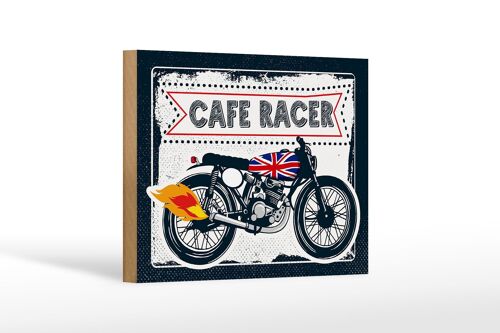 Holzschild Motorcycle Cafe Racer Motorrad UK 18x12 cm Dekoration
