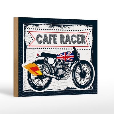 Letrero de madera Moto Cafe Racer Moto UK 18x12 cm decoración