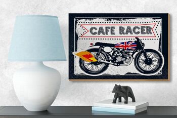 Panneau en bois Moto Café Racer Moto UK 18x12 cm décoration 3