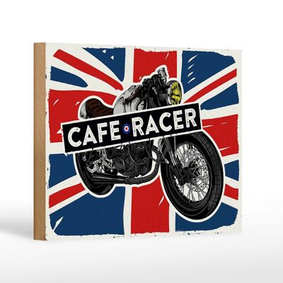 Cartel de madera Moto Cafe Racer Moto UK 18x12 cm Regalo