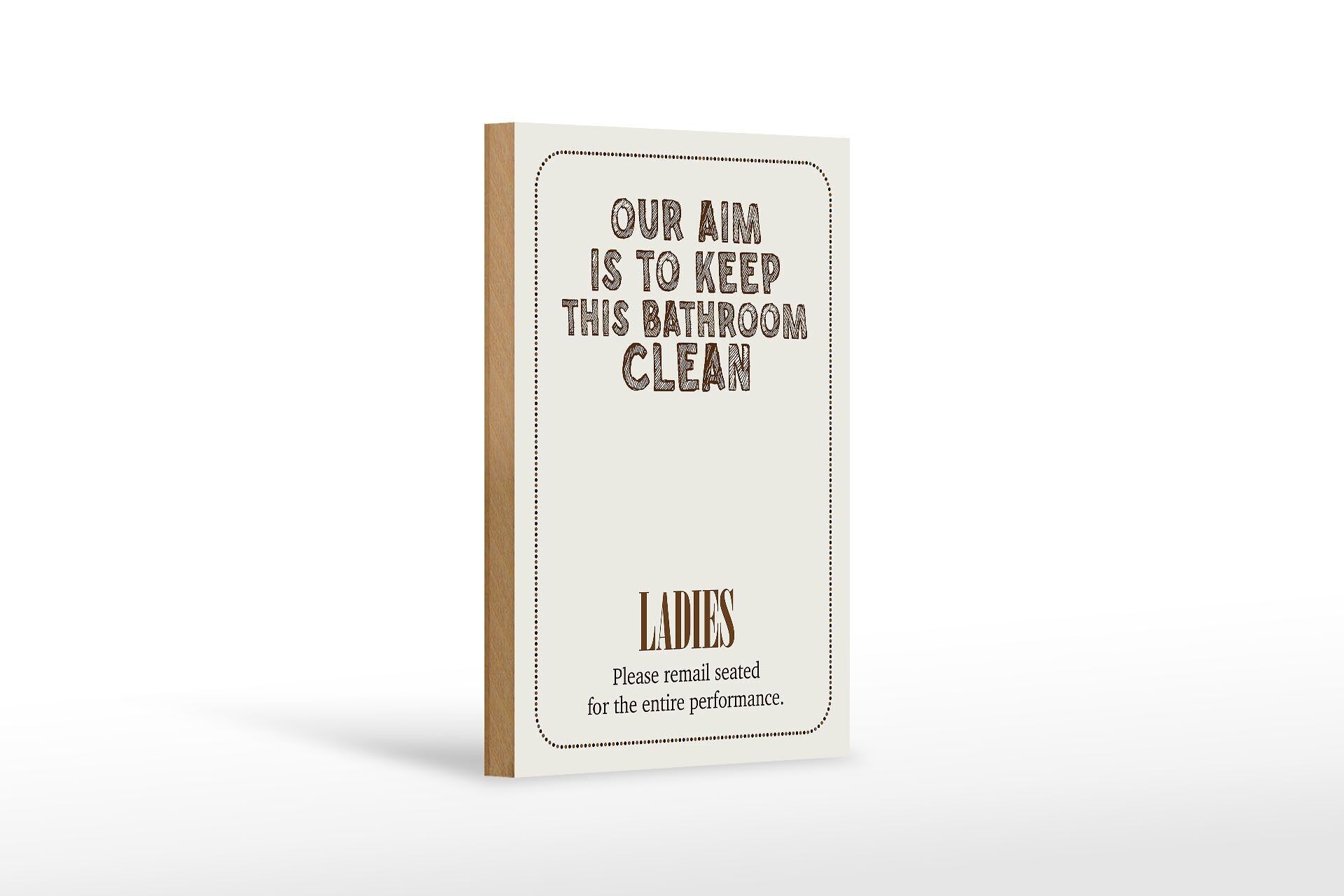 Holzschild Spruch Keep this bathroom clean 12x18 cm Dekoration