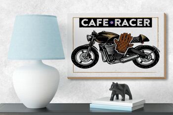 Panneau en bois Moto Café Racer Moto 18x12 cm Cadeau 3