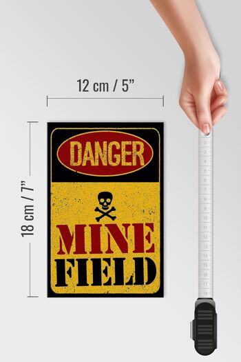Panneau en bois Attention Danger Mine Field champ de mines 12x18 cm décoration 4