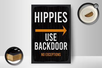 Panneau en bois avis d'entrée hippies utilisent porte dérobée 12x18 cm décoration 2