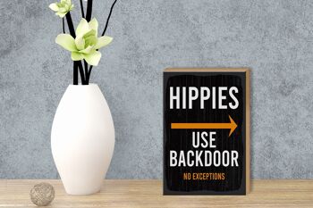 Panneau en bois avis d'entrée hippies utilisent porte dérobée 12x18 cm décoration 3