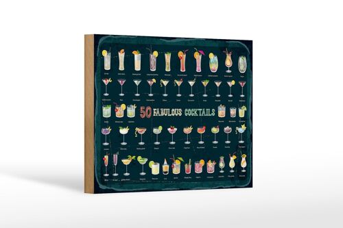 Holzschild 50 Fabulous Cocktails Drinks 18x12 cm Dekoration