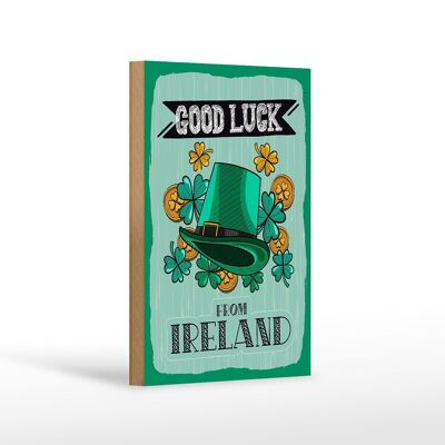 Cartello in legno con scritta "Buona fortuna dall'Irlanda" regalo 12x18 cm