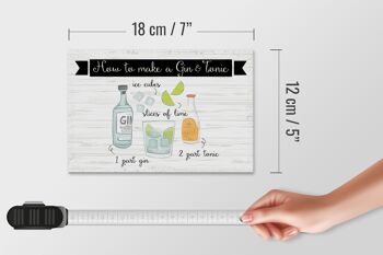 Panneau en bois disant Comment faire un Gin & Tonic 18x12 cm décoration 4