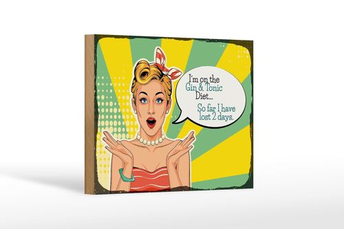 Holzschild Spruch I´m on the Gin & Tonic Diet 18x12 cm Dekoration