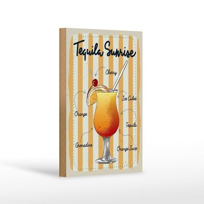 Holzschild Tequila Sunrise Cherry Orange 12x18 cm