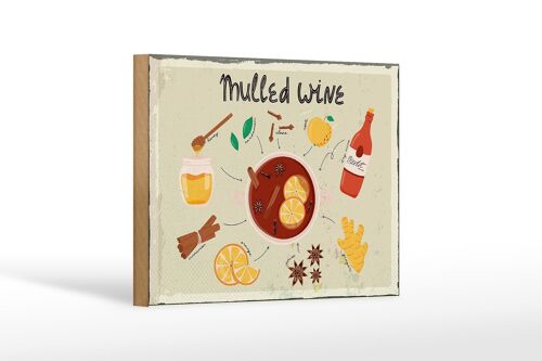 Holzschild Rezept Mulled Wine Anise Honey Apple 18x12 cm Dekoration