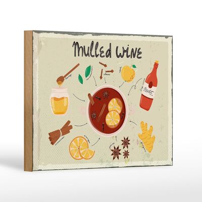 Cartello in legno ricetta Vin Brulè Anice Miele Mela 18x12 cm decorazione