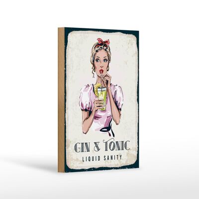 Cartello in legno decorazione Gin & Tonic Liquid Sanity 12x18 cm