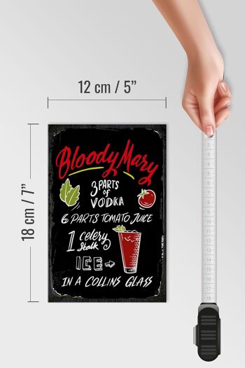 Panneau en bois recette Bloody Mary Cocktail 12x18cm décoration 4