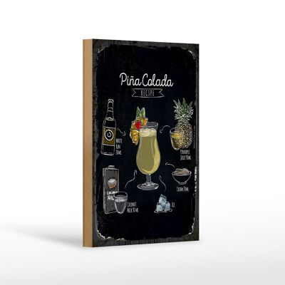 Holzschild Rezept Pina Colada Coktail Recipe 12x18 cm Geschenk