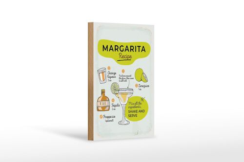 Holzschild Rezept Margarita Recipe orange lime 12x18 cm Dekoration