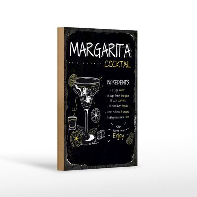 Panneau en bois recette Margarita Cocktail Recipe 12x18 cm cadeau