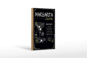 Panneau en bois recette Margarita Cocktail Recipe 12x18 cm cadeau 1