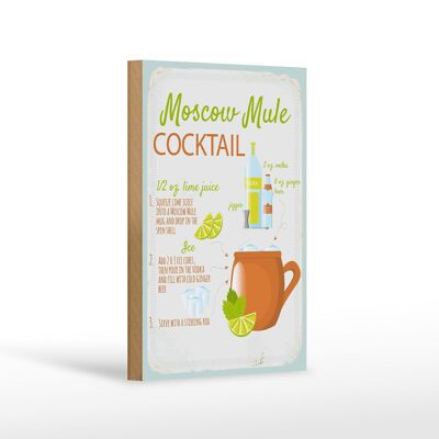 Holzschild Rezept Moscow Mule Cocktail Recipe 12x18 cm Dekoration