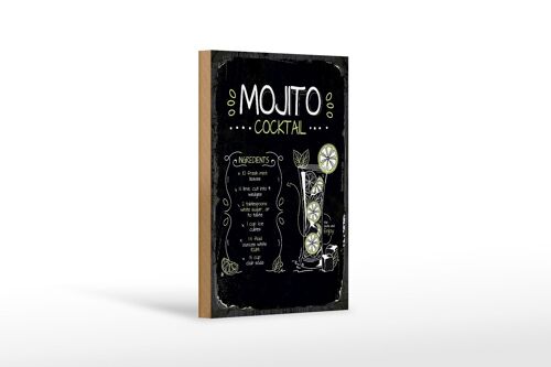 Holzschild Rezept Mojito Cocktail Recipe 12x18 cm Geschenk