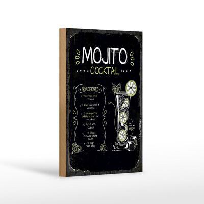 Wooden sign recipe Mojito Cocktail Recipe 12x18 cm gift