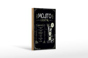 Panneau en bois recette Mojito Cocktail Recipe 12x18 cm cadeau 1