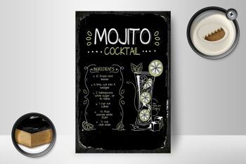 Panneau en bois recette Mojito Cocktail Recipe 12x18 cm cadeau 2