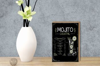 Panneau en bois recette Mojito Cocktail Recipe 12x18 cm cadeau 3