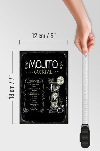 Panneau en bois recette Mojito Cocktail Recipe 12x18 cm cadeau 4