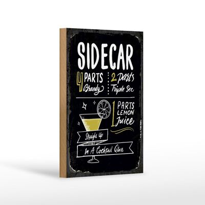 Panneau en bois recette Sidecar Cocktail Recipe 12x18 cm cadeau