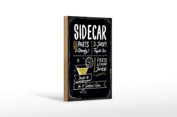 Panneau en bois recette Sidecar Cocktail Recipe 12x18 cm cadeau 1