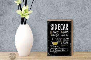 Panneau en bois recette Sidecar Cocktail Recipe 12x18 cm cadeau 3