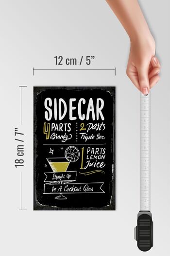 Panneau en bois recette Sidecar Cocktail Recipe 12x18 cm cadeau 4