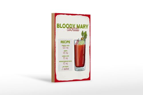Holzschild Rezept Bloody Mary Cocktail Recipe 12x18 cm Dekoration