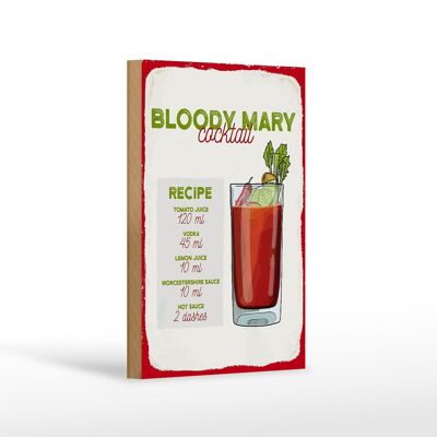 Holzschild Rezept Bloody Mary Cocktail Recipe 12x18 cm Dekoration