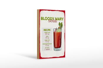 Panneau en bois recette Recette de cocktail Bloody Mary 12x18 cm décoration 1