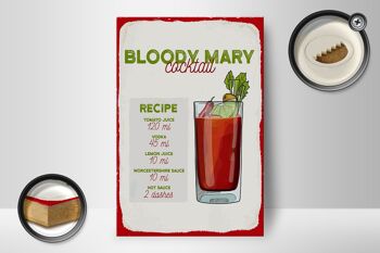 Panneau en bois recette Recette de cocktail Bloody Mary 12x18 cm décoration 2