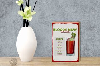 Panneau en bois recette Recette de cocktail Bloody Mary 12x18 cm décoration 3