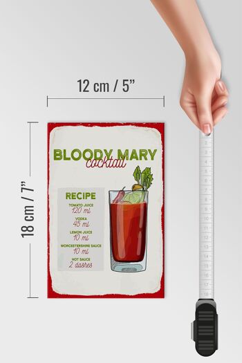 Panneau en bois recette Recette de cocktail Bloody Mary 12x18 cm décoration 4