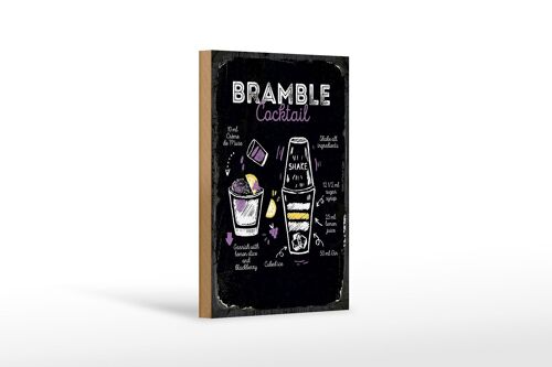 Holzschild Rezept Bramble Cocktail Recipe 12x18 cm Geschenk