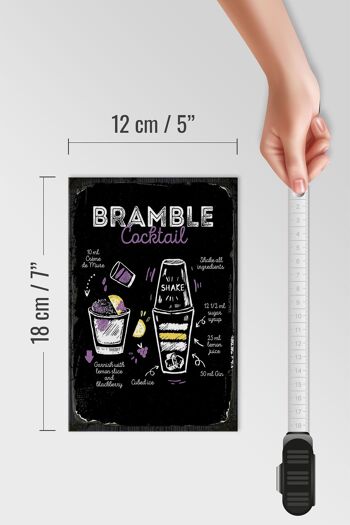 Panneau en bois Recette Bramble Cocktail Recipe 12x18 cm cadeau 4