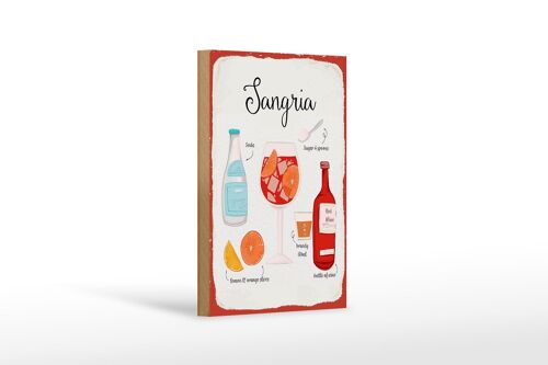 Holzschild Rezept Sangria Cocktail Recipe Soda 12x18 cm Dekoration