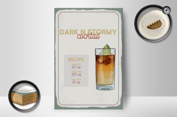 Panneau en bois recette Dark n Stormy Cocktail Recipe 12x18 cm décoration 2