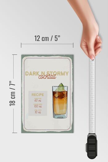 Panneau en bois recette Dark n Stormy Cocktail Recipe 12x18 cm décoration 4