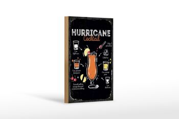 Panneau en bois Recette Hurricane Cocktail Recipe 12x18 cm cadeau 1