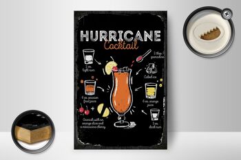 Panneau en bois Recette Hurricane Cocktail Recipe 12x18 cm cadeau 2